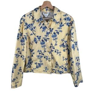 Talbots Jacket Women's Size Medium Floral Bomber Style Stretch Coat